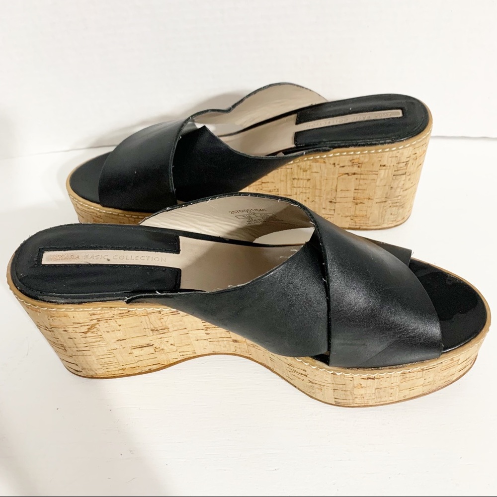 Zara Basic Collections Double Strap Cork Wedge Sl… - image 3